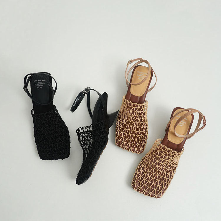 Clara Duval Woven Mesh Slingback Flats