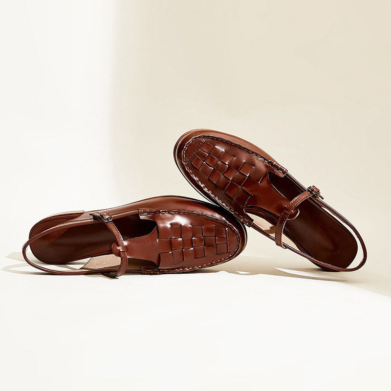 Clara Duval Woven Strap Slingback Sandals