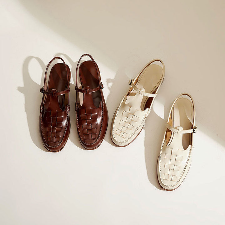 Clara Duval Woven Strap Slingback Sandals
