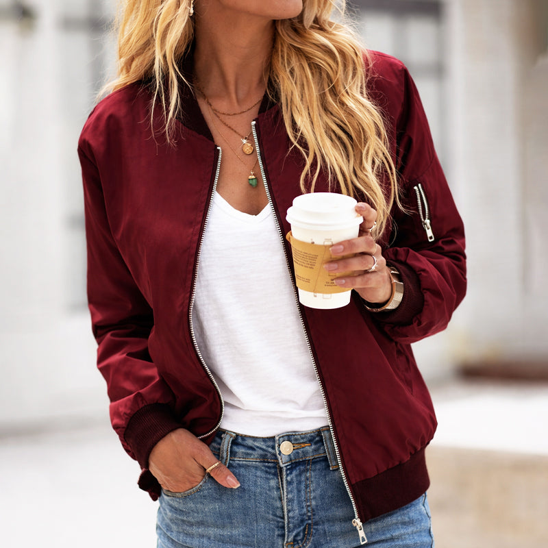 Clara Duval Zip-Up Bomber Jacket