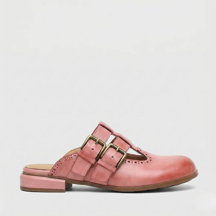Clara Duval Mule Flats with Buckle Strap