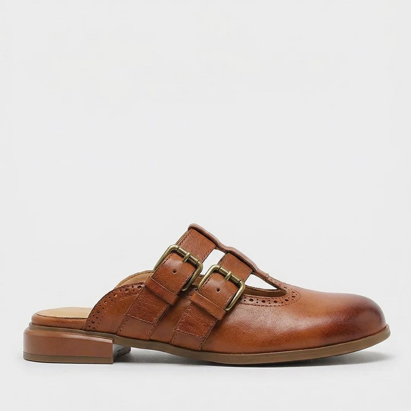 Clara Duval Mule Flats with Buckle Strap
