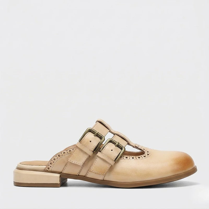 Clara Duval Mule Flats with Buckle Strap