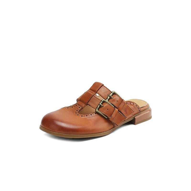 Clara Duval Mule Flats with Buckle Strap