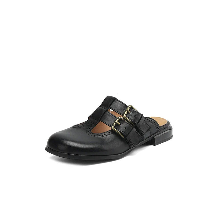 Clara Duval Mule Flats with Buckle Strap