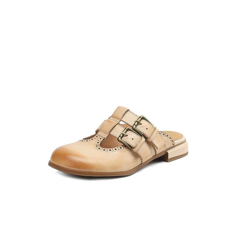 Clara Duval Mule Flats with Buckle Strap