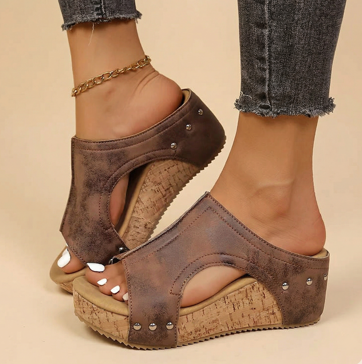 Clara Duval Slide Sandals with Cut-Out Design
