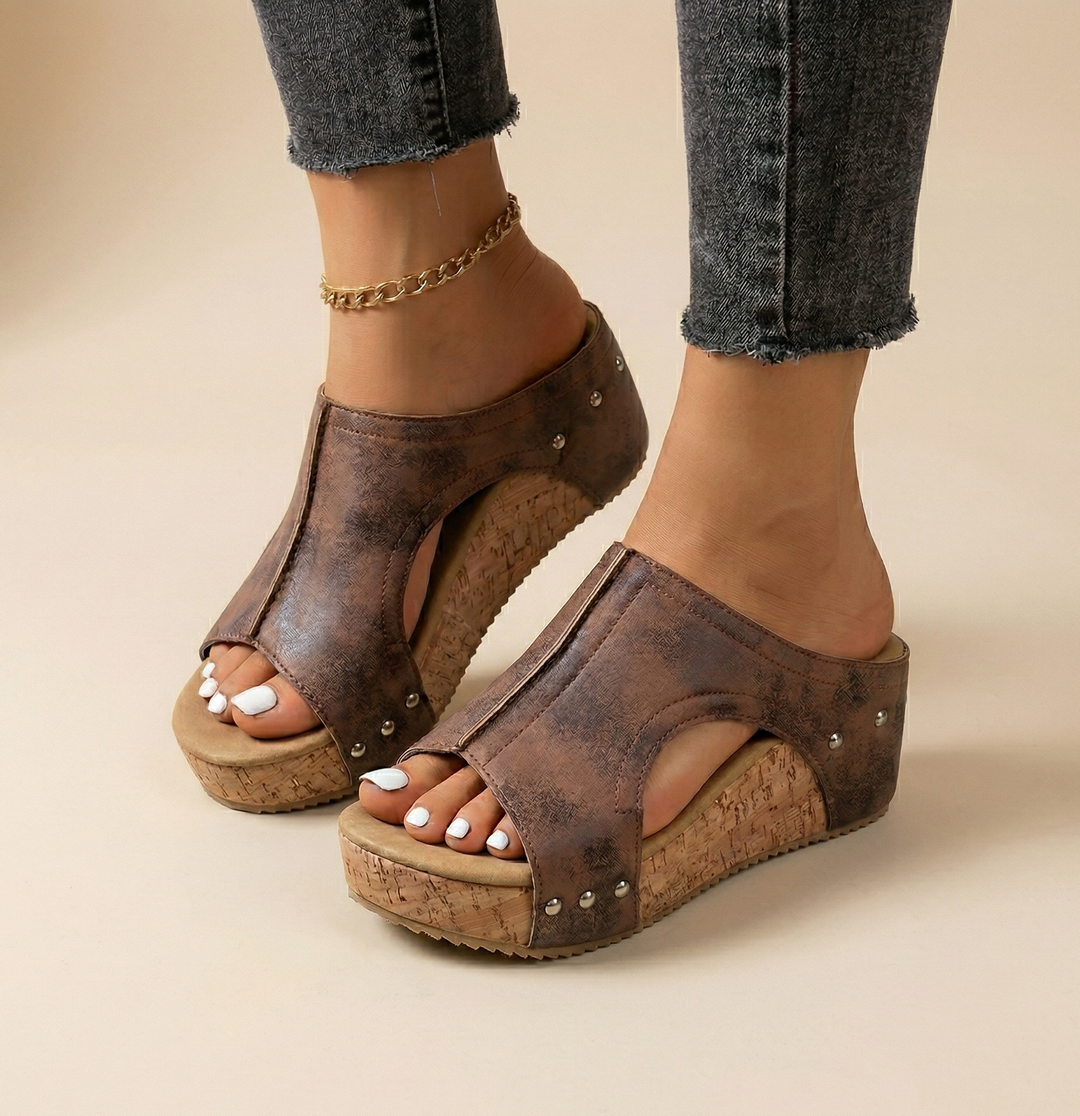 Clara Duval Slide Sandals with Cut-Out Design