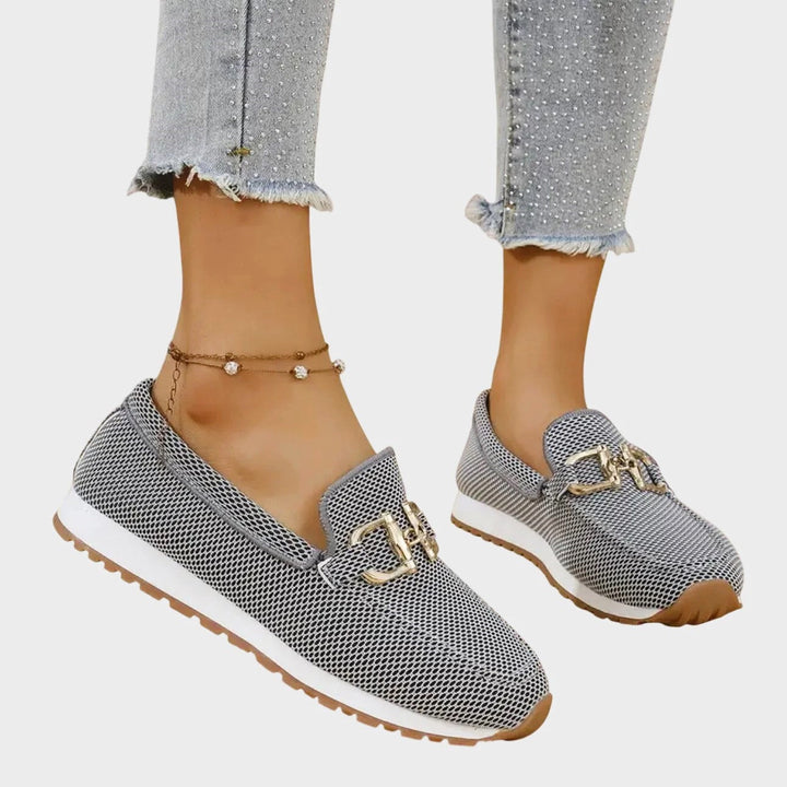 Clara Duval Slip-On Loafers with Decorative Buckle