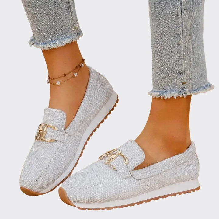 Clara Duval Slip-On Loafers with Decorative Buckle