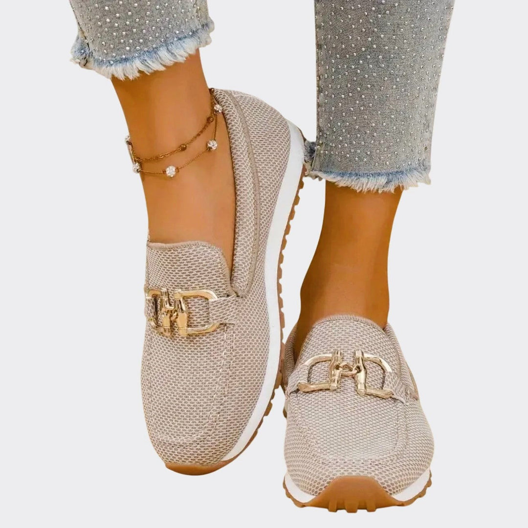 Clara Duval Slip-On Loafers with Decorative Buckle