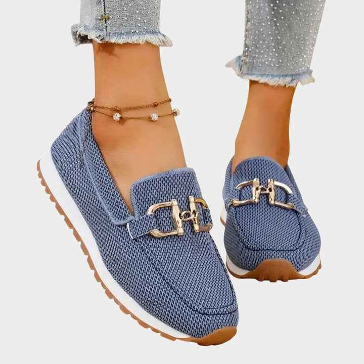 Clara Duval Slip-On Loafers with Decorative Buckle
