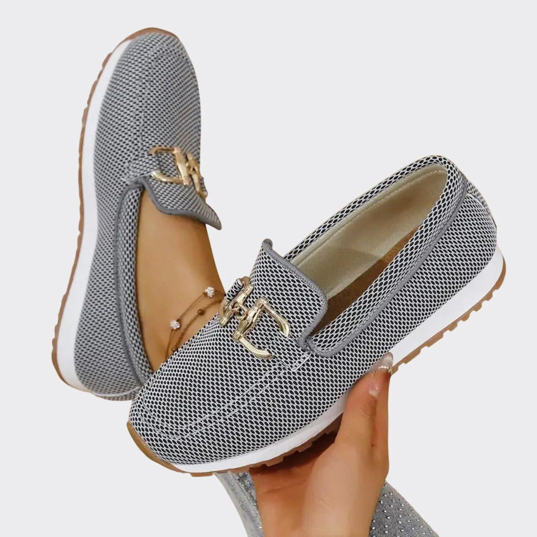 Clara Duval Slip-On Loafers with Decorative Buckle