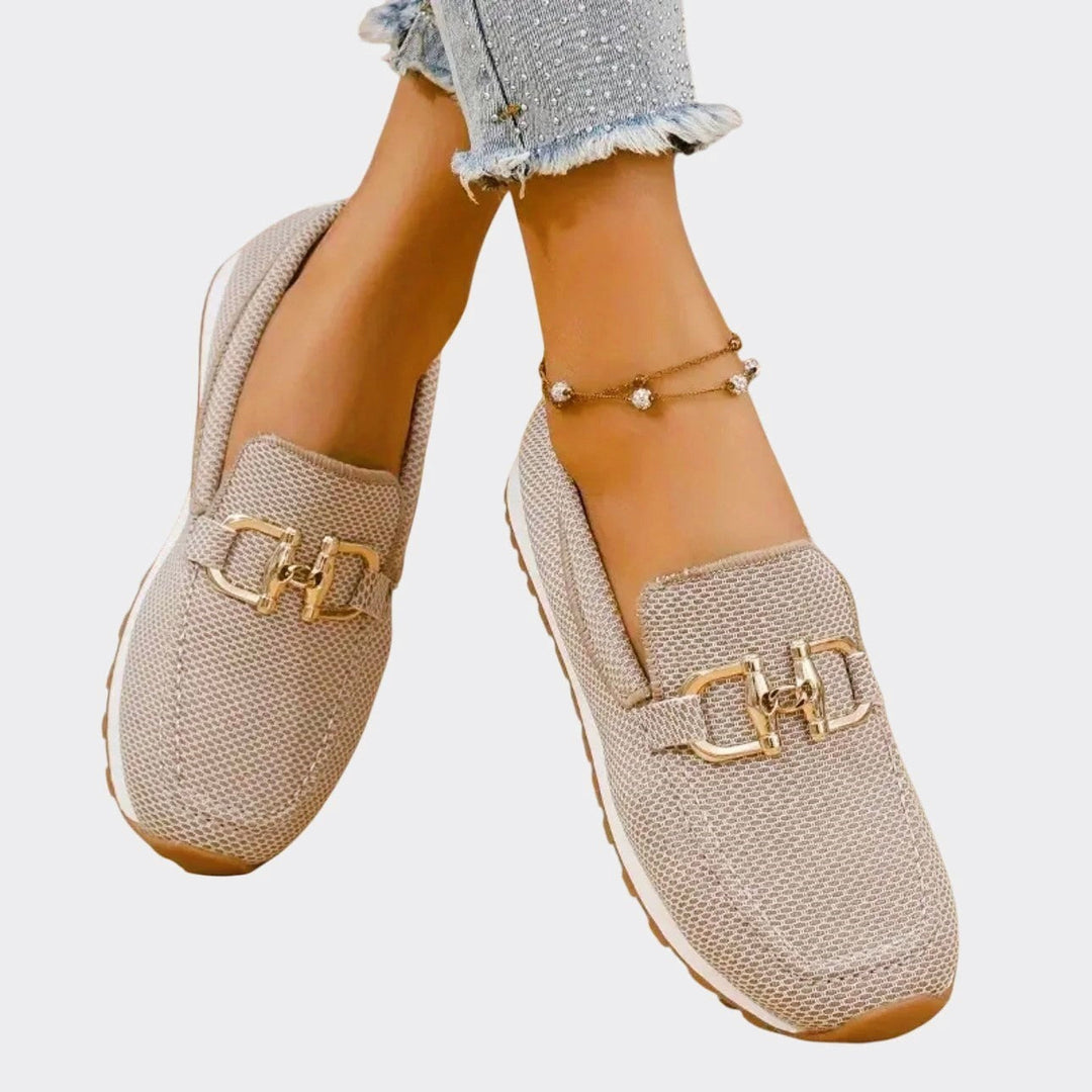 Clara Duval Slip-On Loafers with Decorative Buckle