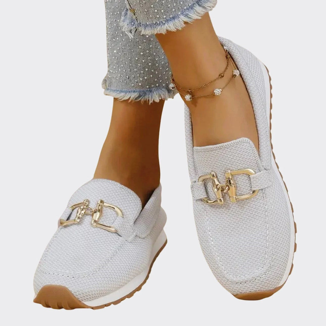 Clara Duval Slip-On Loafers with Decorative Buckle