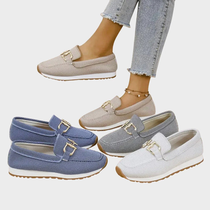 Clara Duval Slip-On Loafers with Decorative Buckle