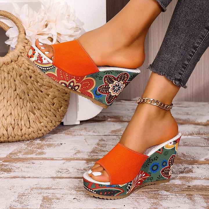 Clara Duval Velvet Boho Wedge Sandals