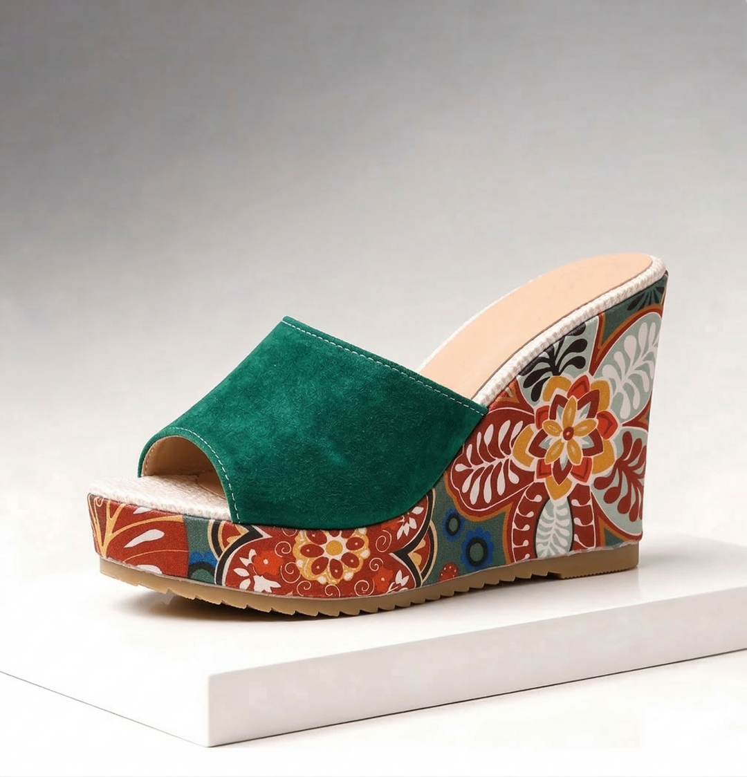 Clara Duval Velvet Boho Wedge Sandals