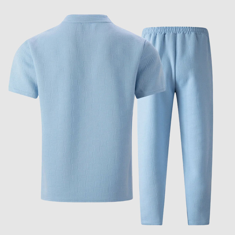 Cody - Men's Textured Crewneck T-Shirt and Pants Set