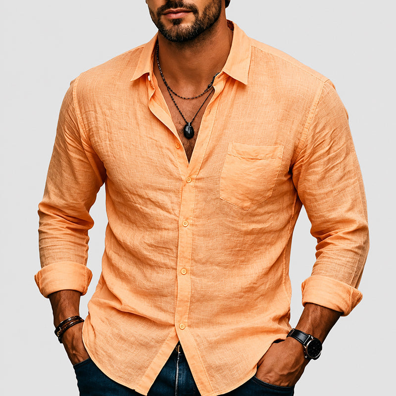 Connor - Men's Casual Long Sleeve Shirt with Pocket
