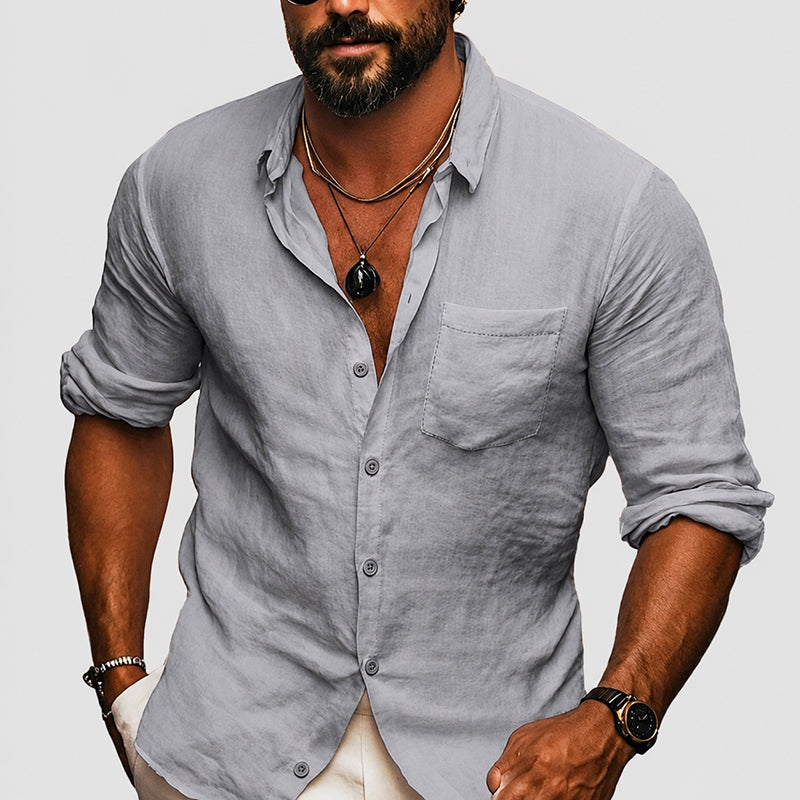 Connor - Men's Casual Long Sleeve Shirt with Pocket