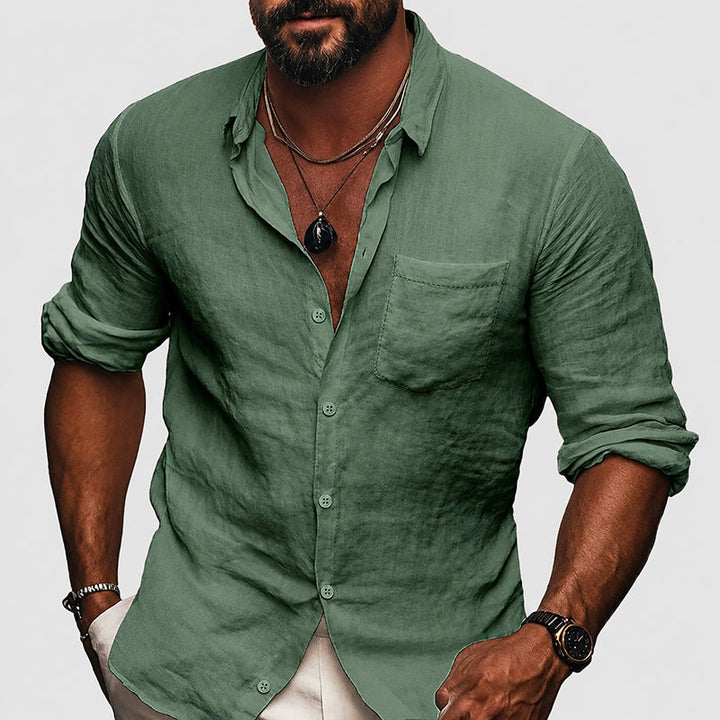 Connor - Men's Casual Long Sleeve Shirt with Pocket