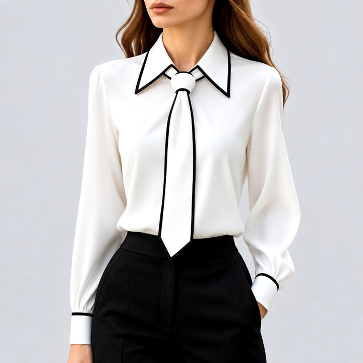 Cristina - Women's Tie Neck Long Sleeve Blouse