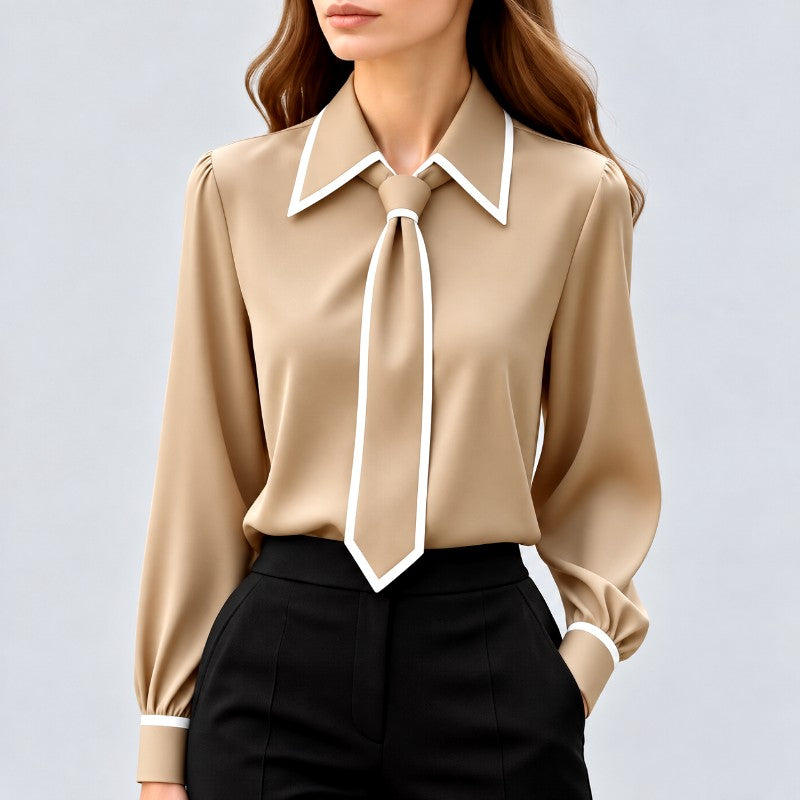 Cristina - Women's Tie Neck Long Sleeve Blouse