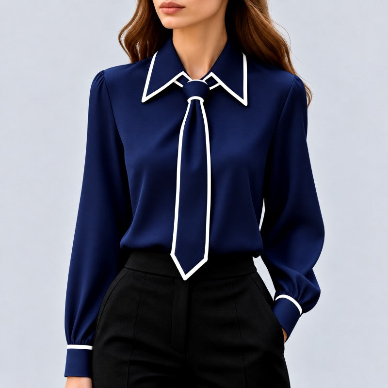 Cristina - Women's Tie Neck Long Sleeve Blouse
