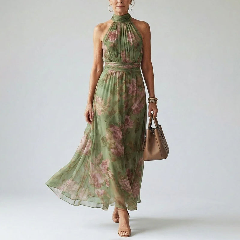 Cynthia - Women's Floral Halter Midi Dress