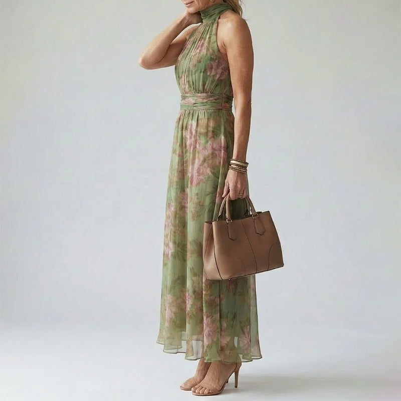 Cynthia - Women's Floral Halter Midi Dress