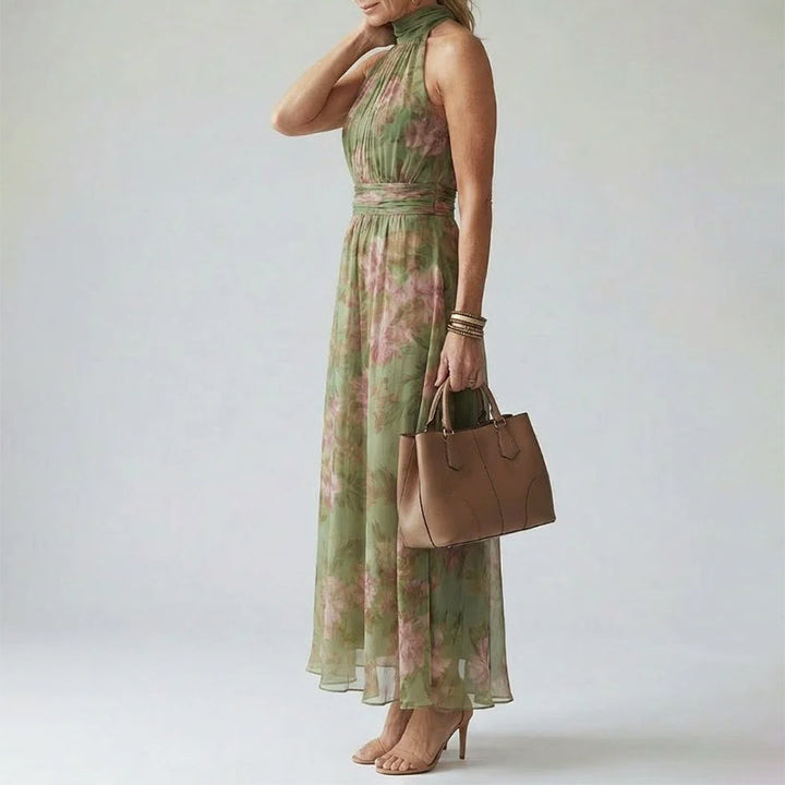 Cynthia - Women's Floral Halter Midi Dress