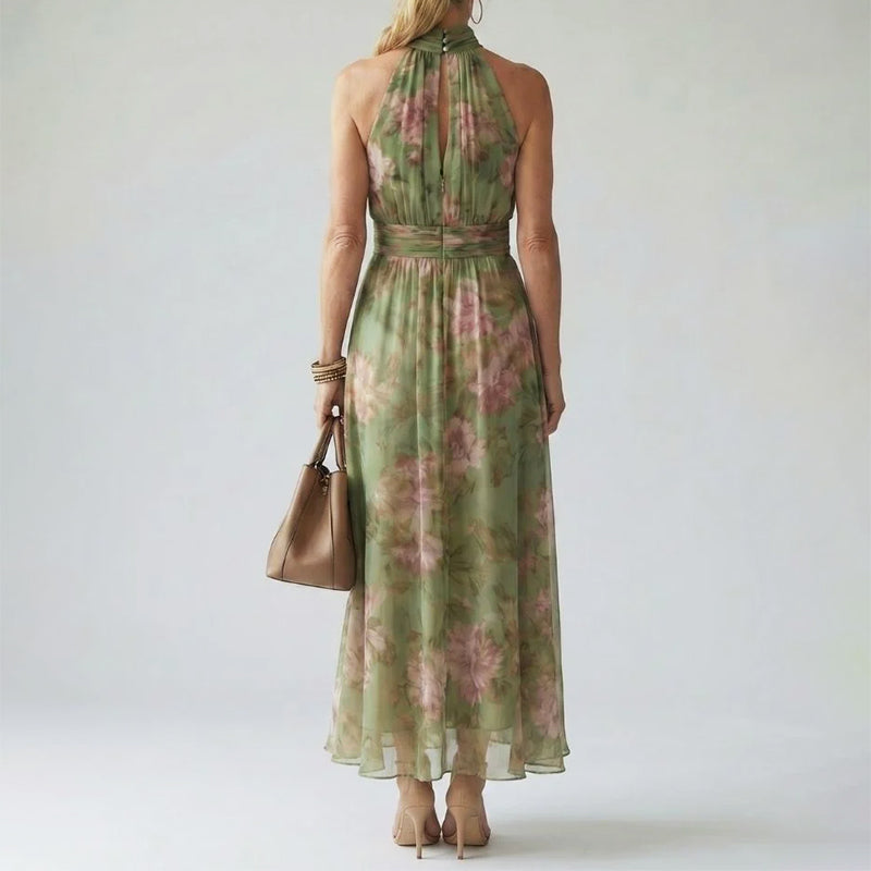 Cynthia - Women's Floral Halter Midi Dress