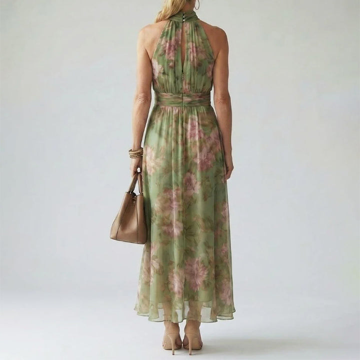 Cynthia - Women's Floral Halter Midi Dress