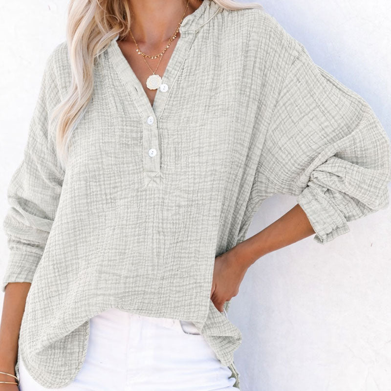 Danielle - Women's Buttoned Henley Top