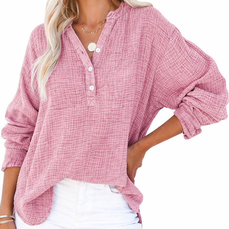 Danielle - Women's Buttoned Henley Top