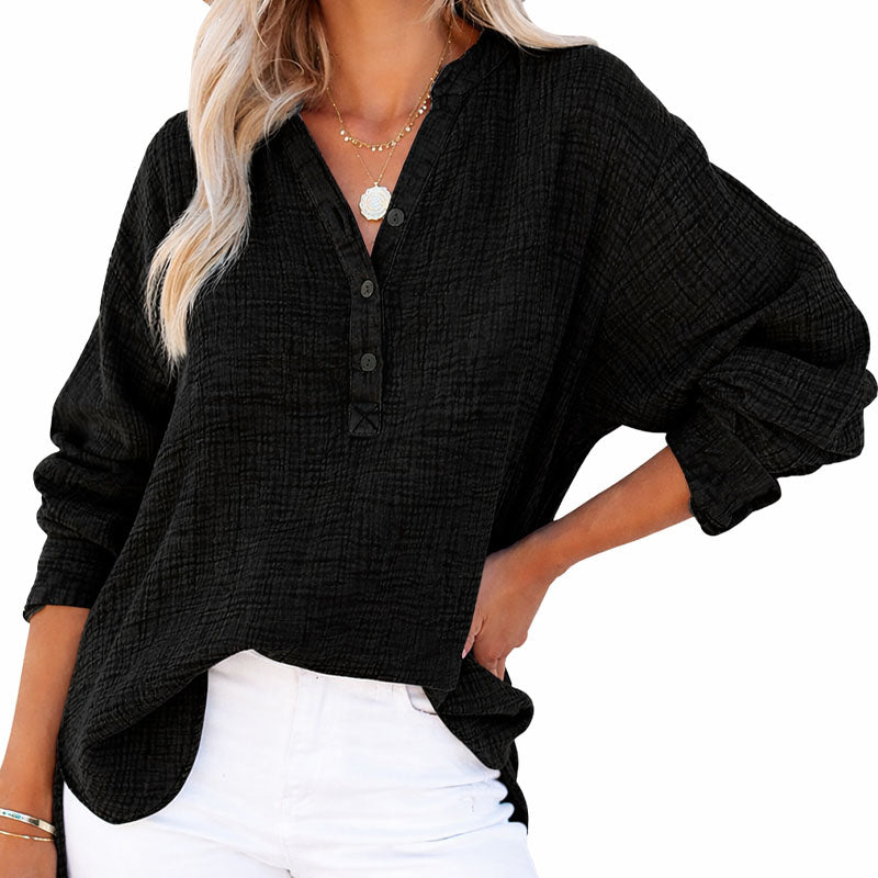 Danielle - Women's Buttoned Henley Top