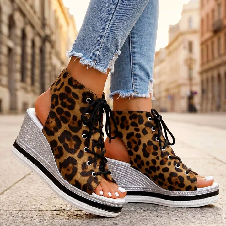 Daphne - Women’s Cutout Lace-Up Wedge Sandals