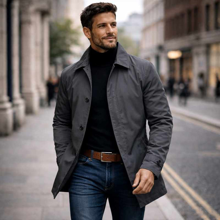 David - Men's Notched Lapel Quilted Lining Lightweight Jacket 5