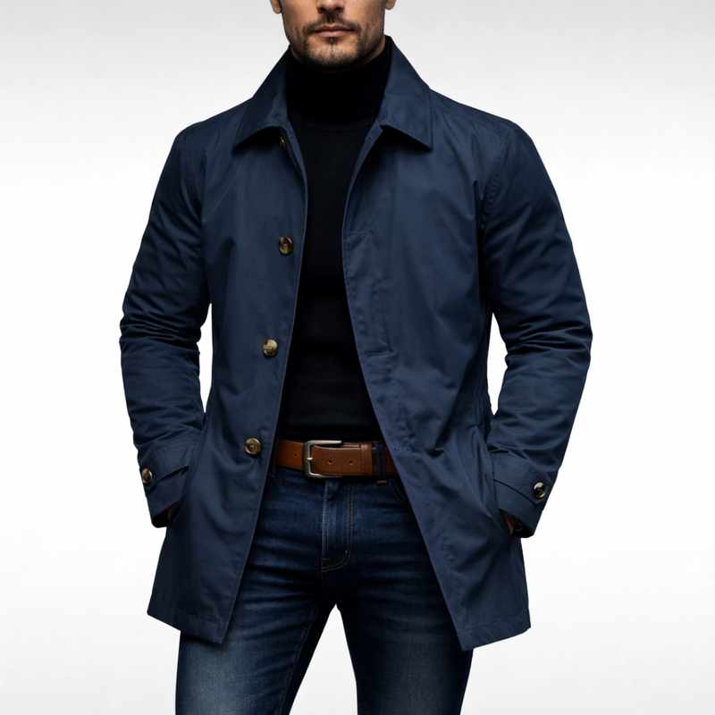 David - Men's Notched Lapel Quilted Lining Lightweight Jacket 2