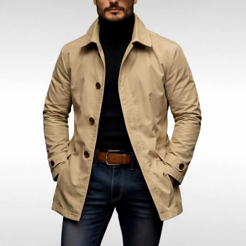 David - Men's Notched Lapel Quilted Lining Lightweight Jacket 4