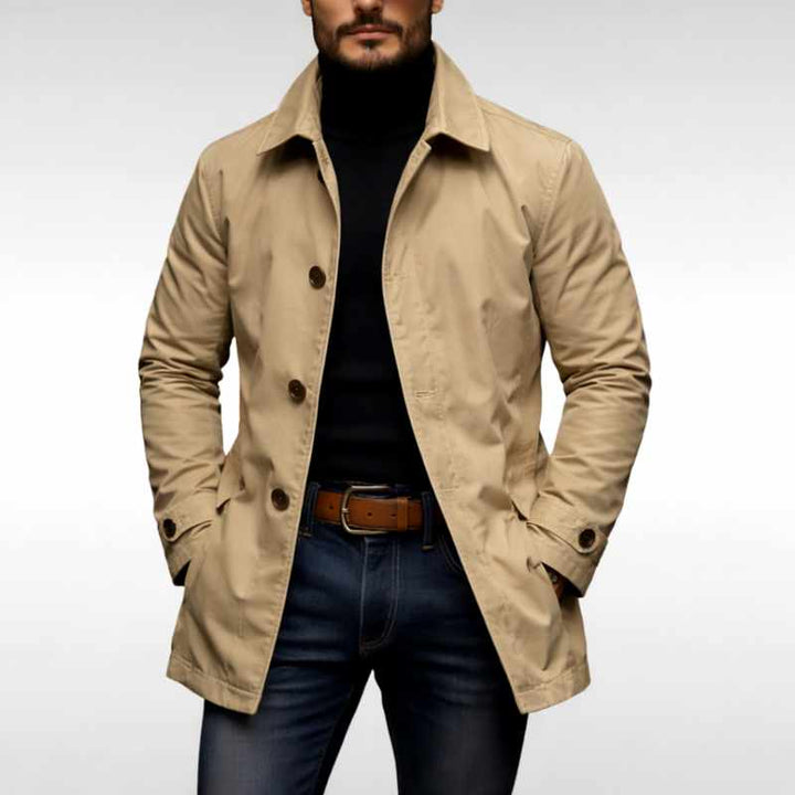 David - Men's Notched Lapel Quilted Lining Lightweight Jacket 4