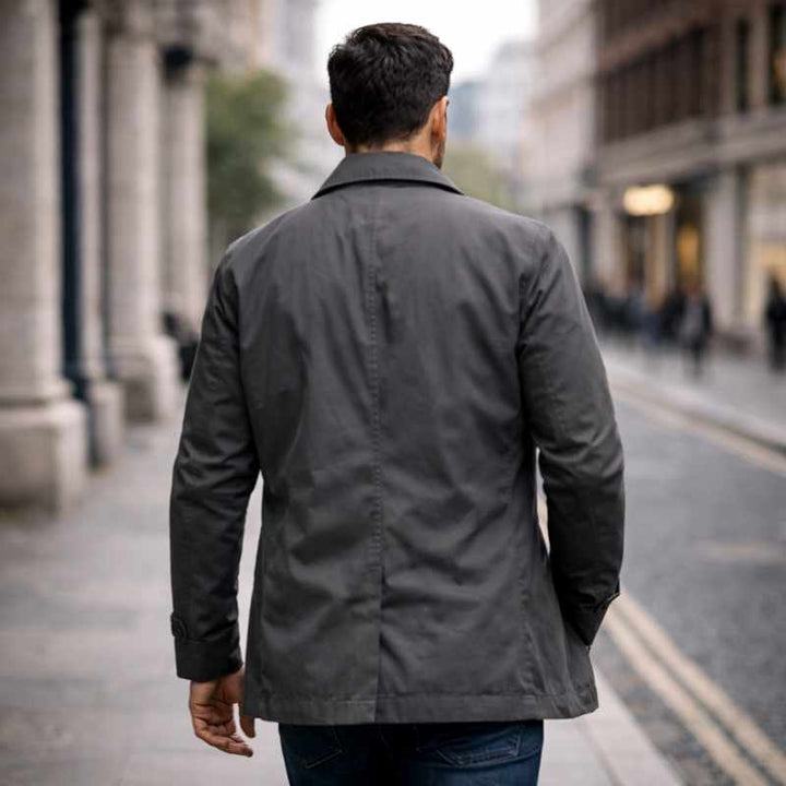 David - Men's Notched Lapel Quilted Lining Lightweight Jacket 6