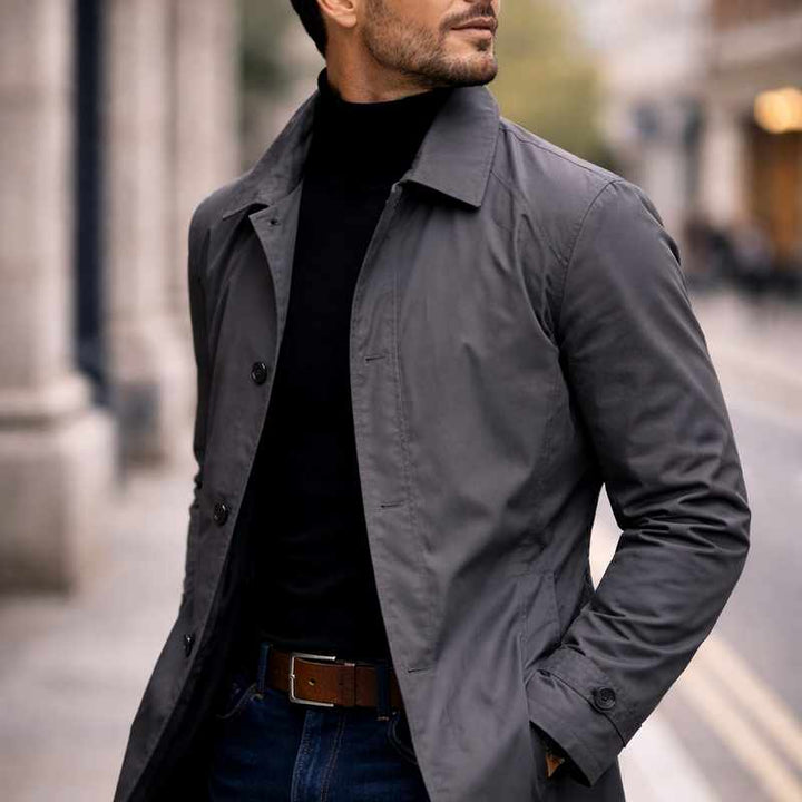 David - Men's Notched Lapel Quilted Lining Lightweight Jacket 7
