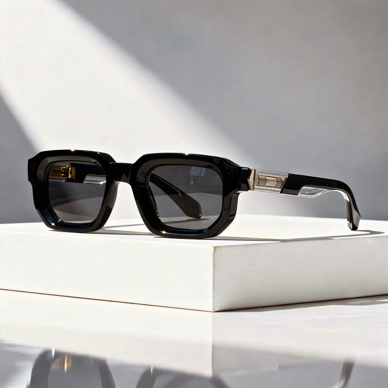 Declan - Retro Rectangular Thick Frame Sunglasses