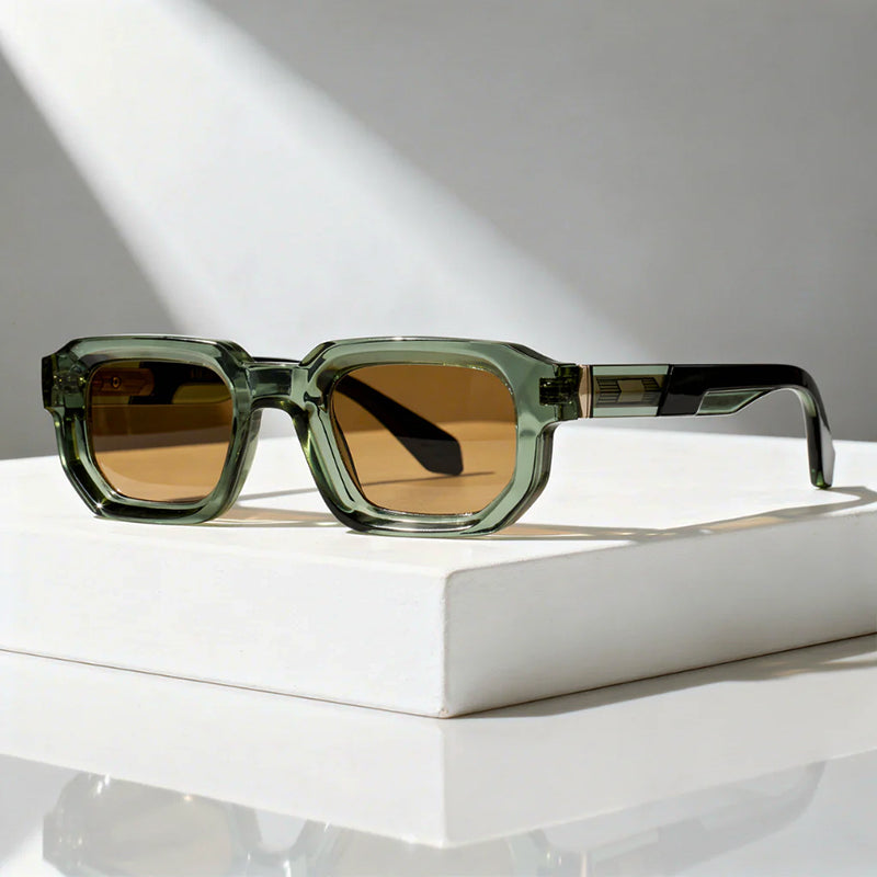 Declan - Retro Rectangular Thick Frame Sunglasses