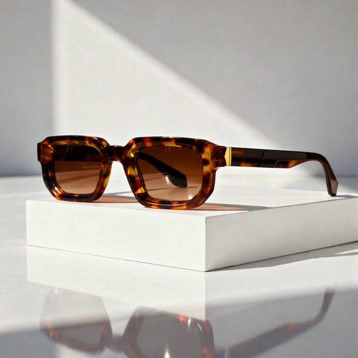 Declan - Retro Rectangular Thick Frame Sunglasses