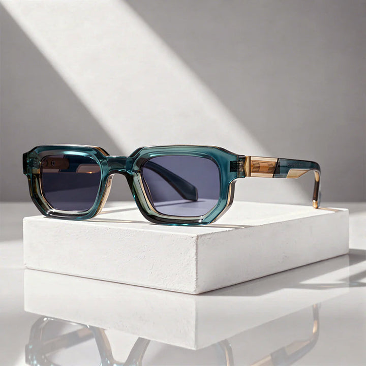 Declan - Retro Rectangular Thick Frame Sunglasses