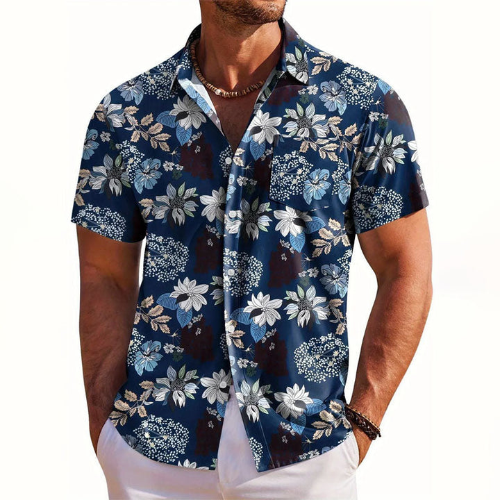 Derek - Men's Floral Print Short-Sleeve Hawaiian Shirt