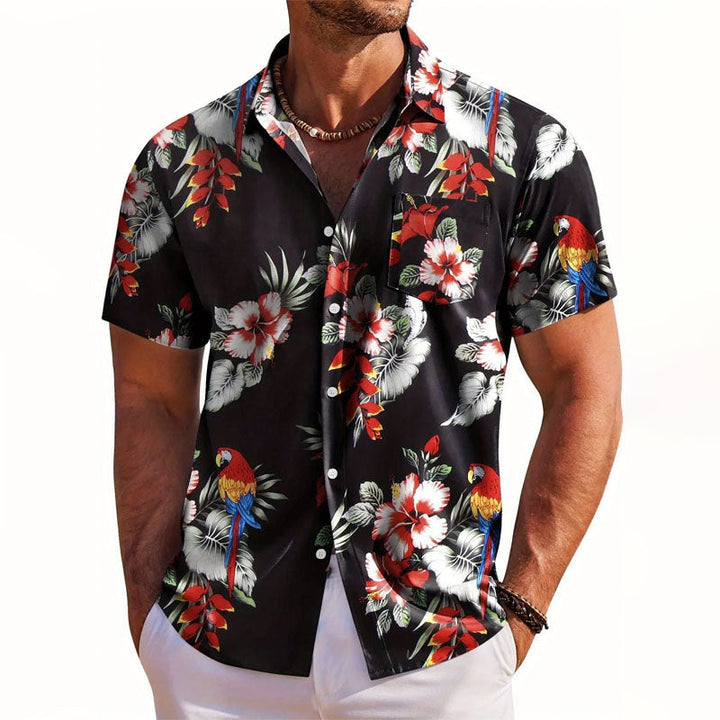 Derek - Men's Floral Print Short-Sleeve Hawaiian Shirt
